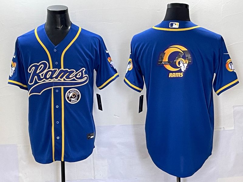 Men 2025 Los Angeles Rams Blank Blue Second generation joint name Nike Limited NFL Jersey style 05